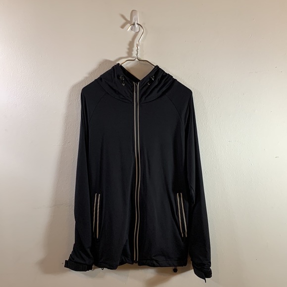 Like New Karl Lagerfeld Paris Athletic Zip Hoodie Track Jacket Reflective Stripe - Picture 4 of 12